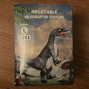 Inflatable Velociraptor dinosaur Adult costume Unisex
